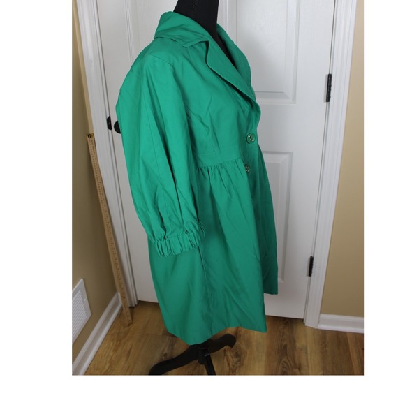 Nine West Green Coat Jacket Womens L Three Quarter Sleeve Collared Button‎ - Picture 2 of 5
